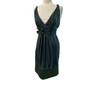 VERA WANG MAIDS SILK HUNTER GREEN DRESS SZ 12